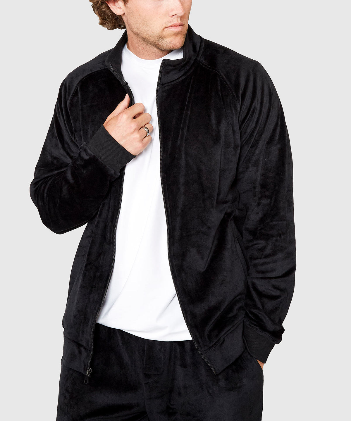 Westport Black Velour Track Jacket, Men's Big & Tall
