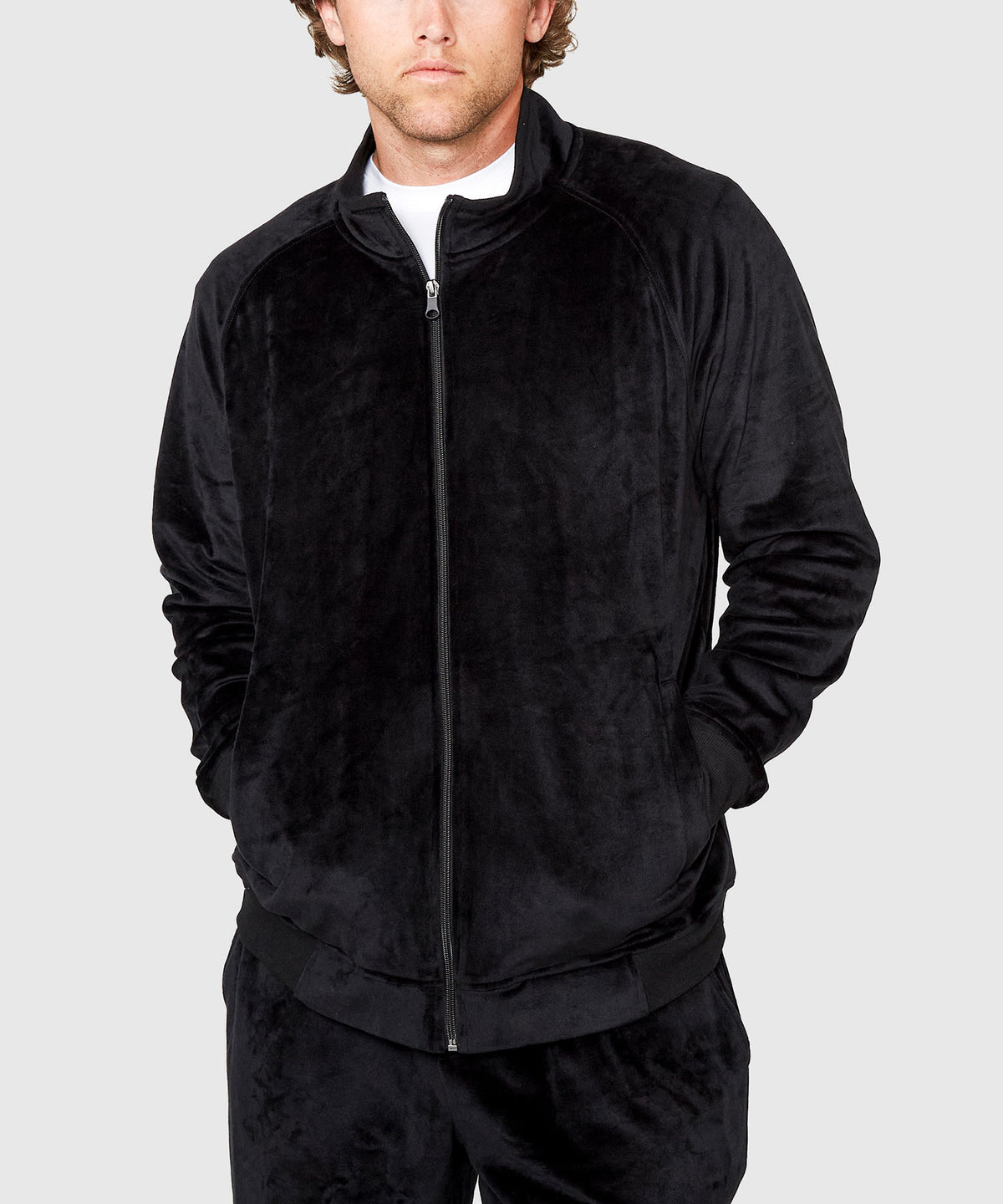 Westport Black Velour Track Jacket, Men's Big & Tall