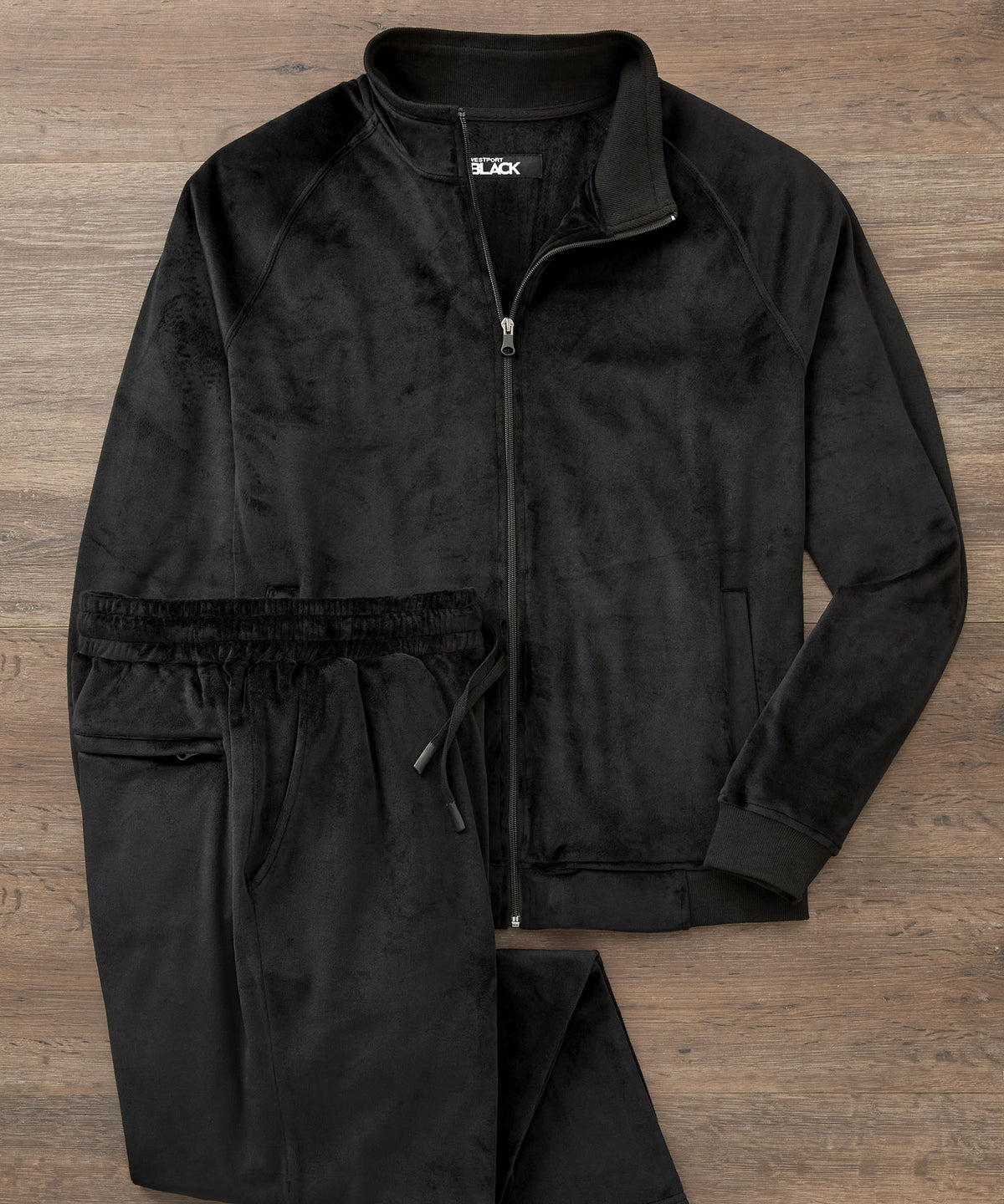 Westport Black Velour Track Jacket, Men's Big & Tall