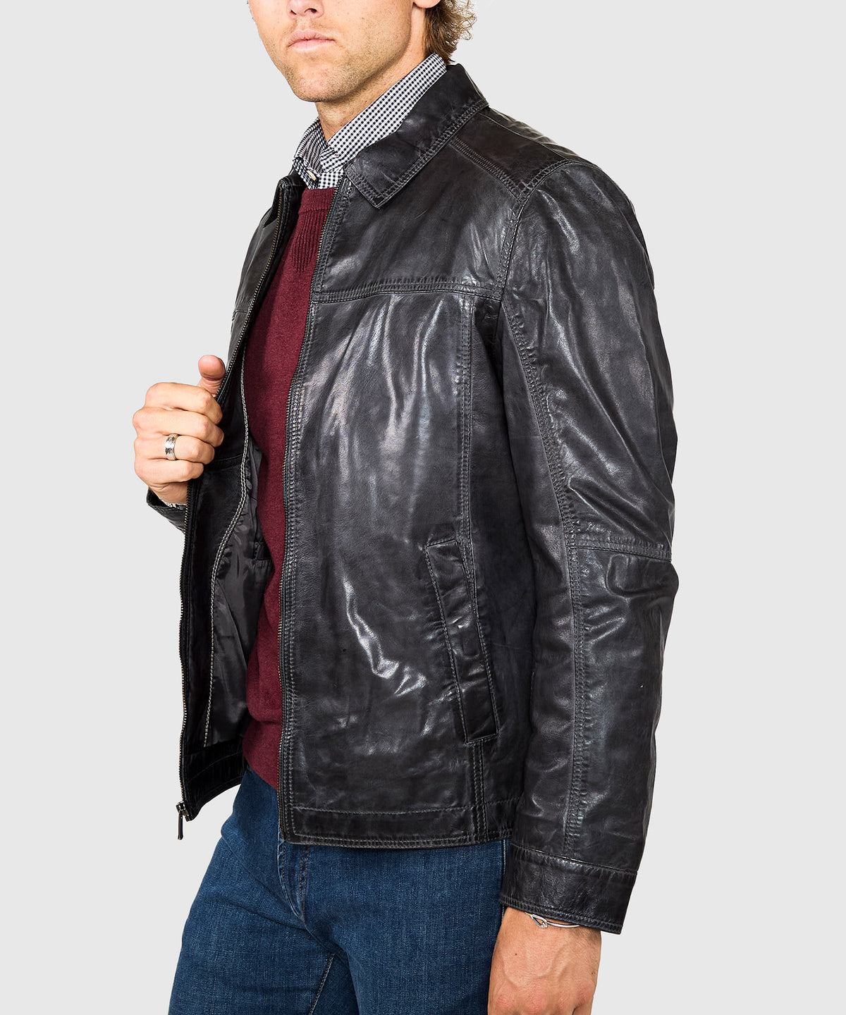Westport Black Premium Leather Jacket, Men's Big & Tall
