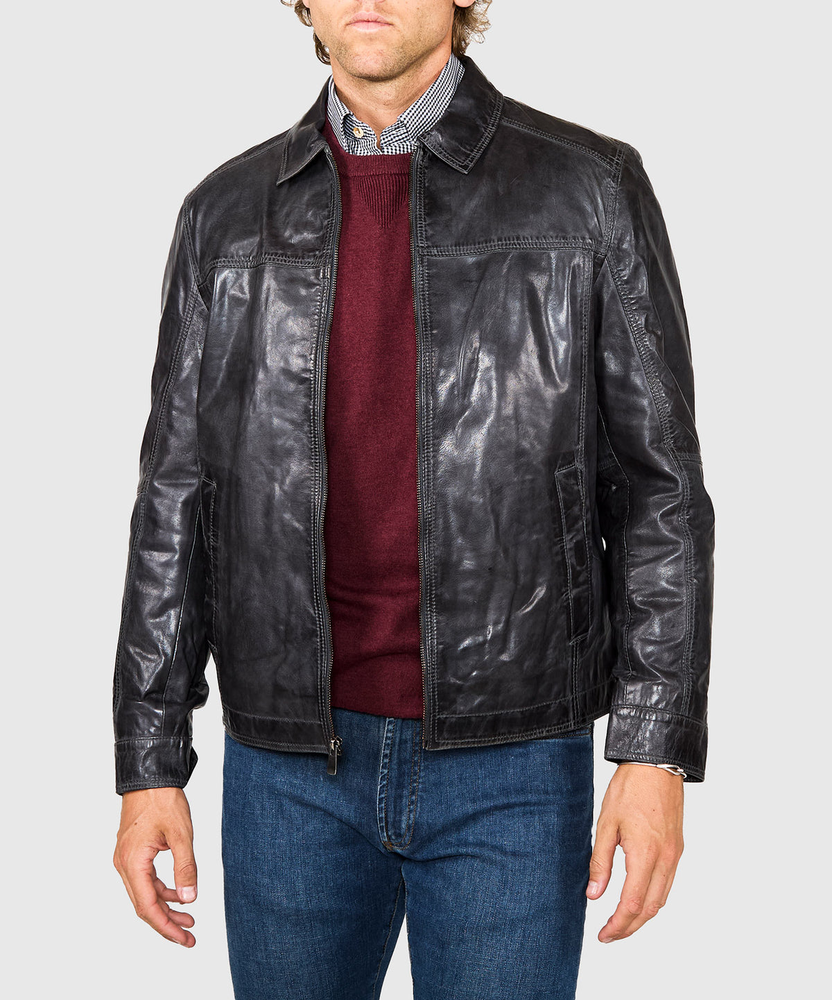 Westport Black Premium Leather Jacket, Men's Big & Tall