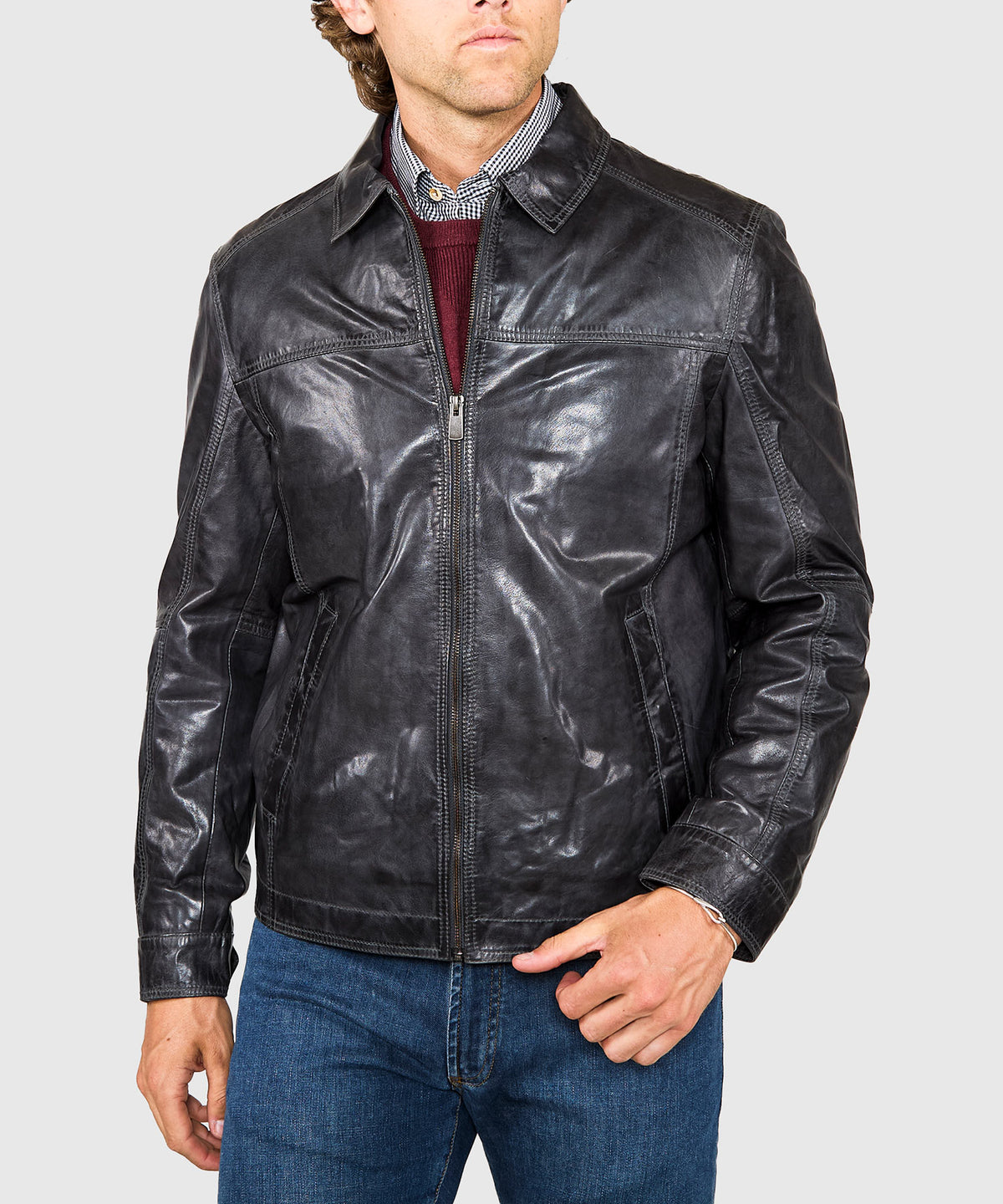 Westport Black Premium Leather Jacket, Men's Big & Tall