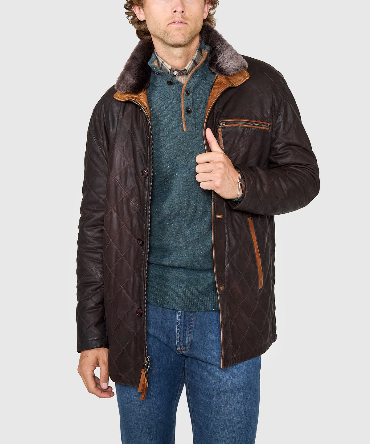 Westport Black Rainier Quilted Leather Jacket, Men's Big & Tall