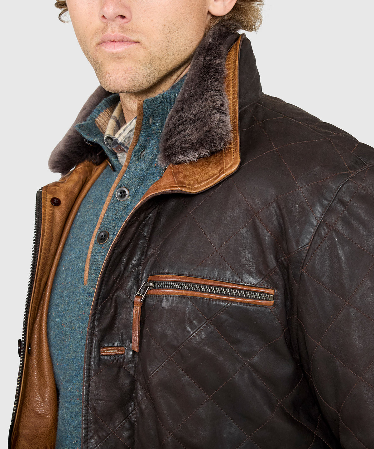 Westport Black Rainier Quilted Leather Jacket, Men's Big & Tall