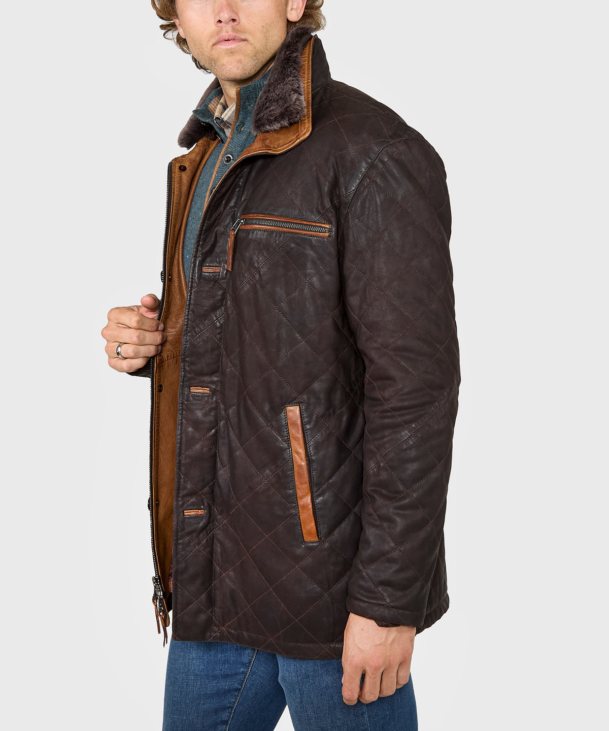Westport Black Rainier Quilted Leather Jacket, Men's Big & Tall