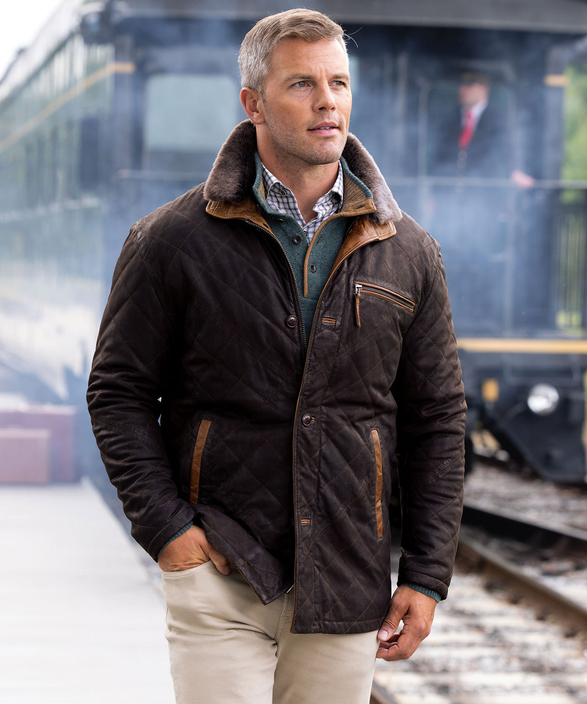 Westport Black Rainier Quilted Leather Jacket, Men's Big & Tall