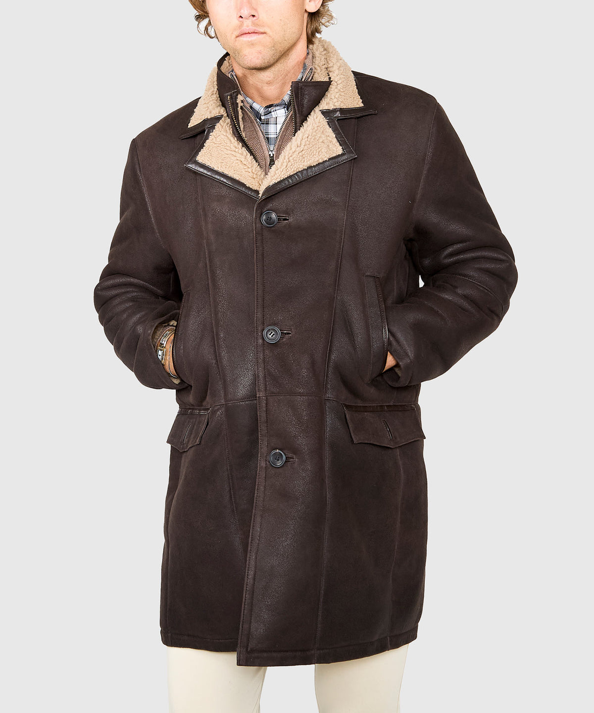 Westport Black Redding Shearling Coat, Men's Big & Tall