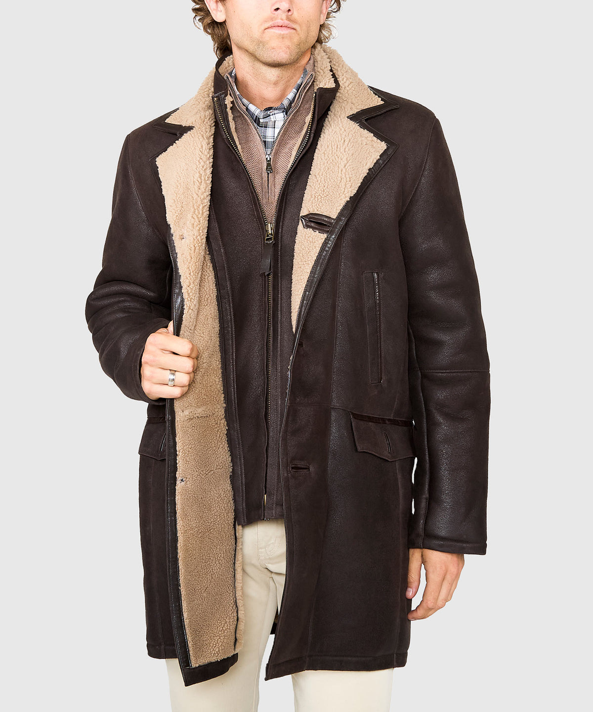 Westport Black Redding Shearling Coat, Men's Big & Tall