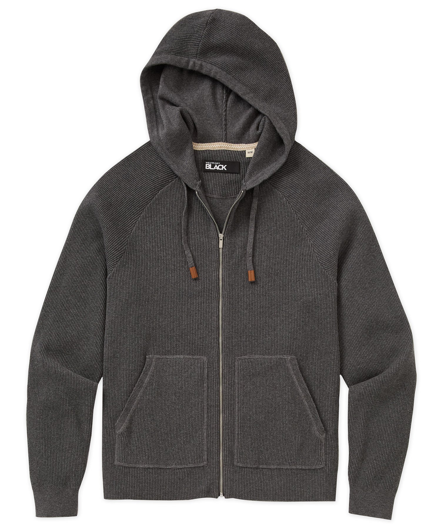 Westport Black Cotton Cashmere Raglan Sleeve Hoodie Pullover, Men's Big & Tall