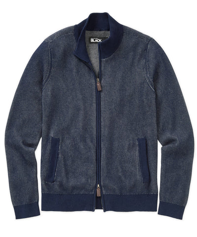 Westport Black Zip Front Cardigan, Men's Big & Tall