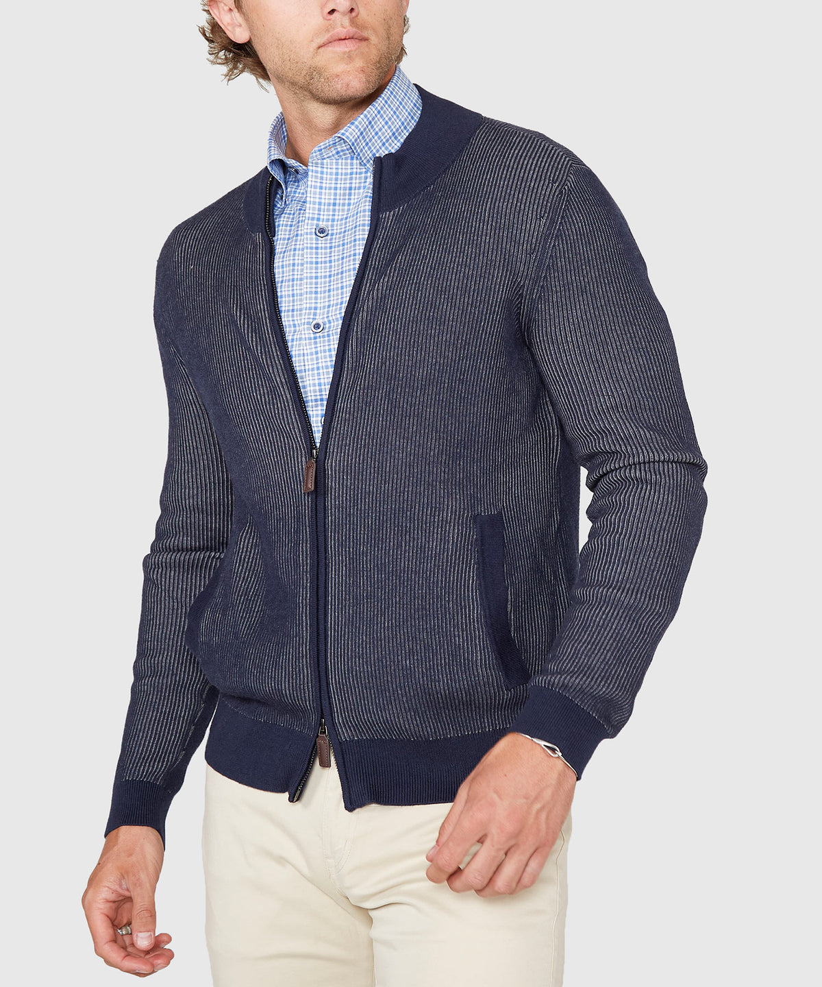 Westport Black Zip Front Cardigan, Men's Big & Tall