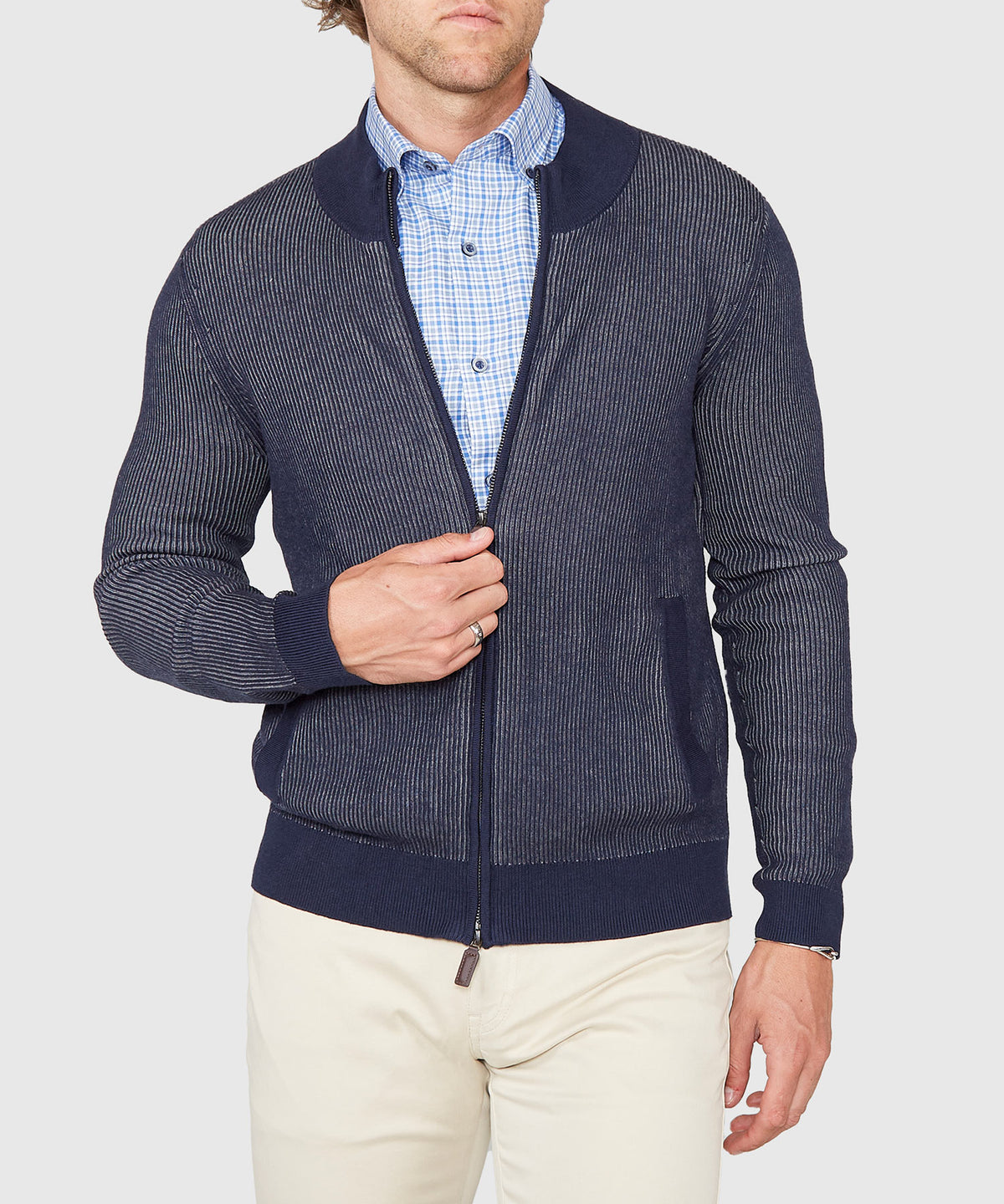 Westport Black Zip Front Cardigan, Men's Big & Tall