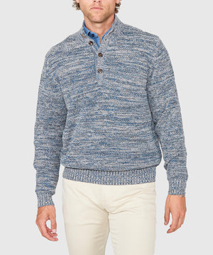 Westport Black Chenille Button Mock Sweater