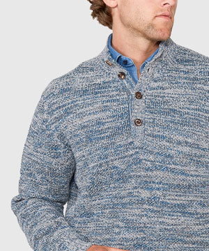 Westport Black Chenille Button Mock Sweater