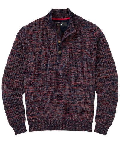 Westport Black Chenille Button Mock Sweater, Men's Big & Tall