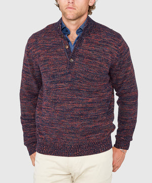 Westport Black Chenille Button Mock Sweater