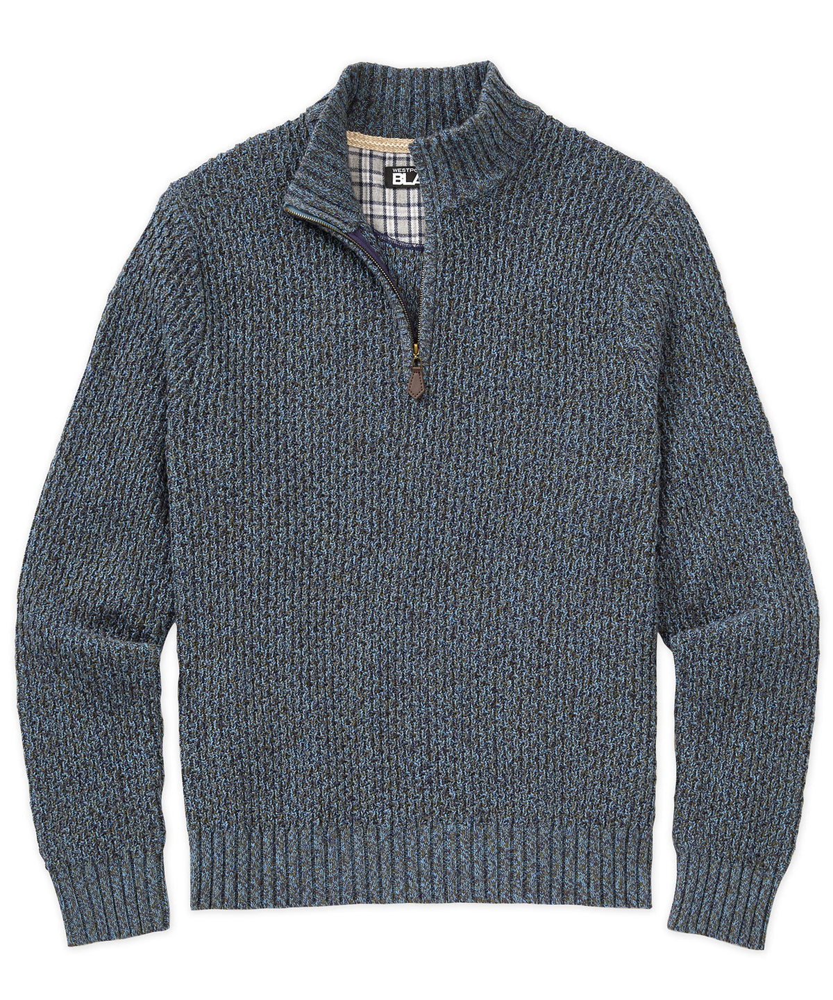 Westport Black Tri-Color Quarter Zip Sweater, Men's Big & Tall