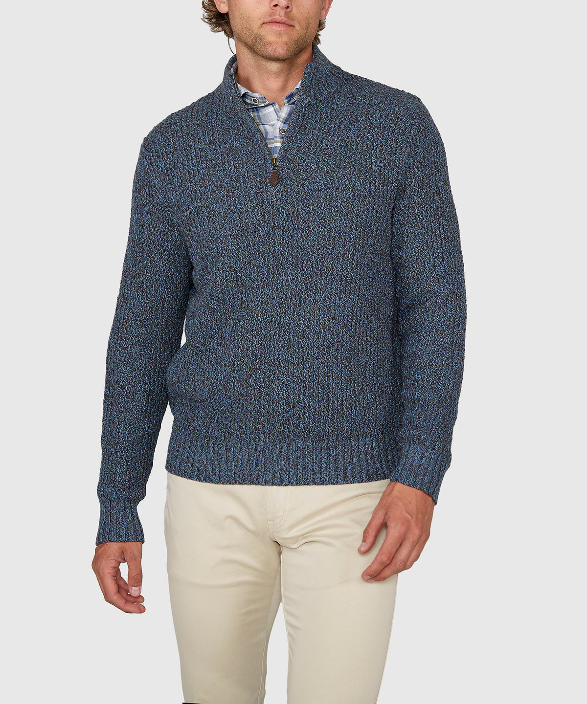 Westport Black Tri-Color Quarter Zip Sweater, Men's Big & Tall