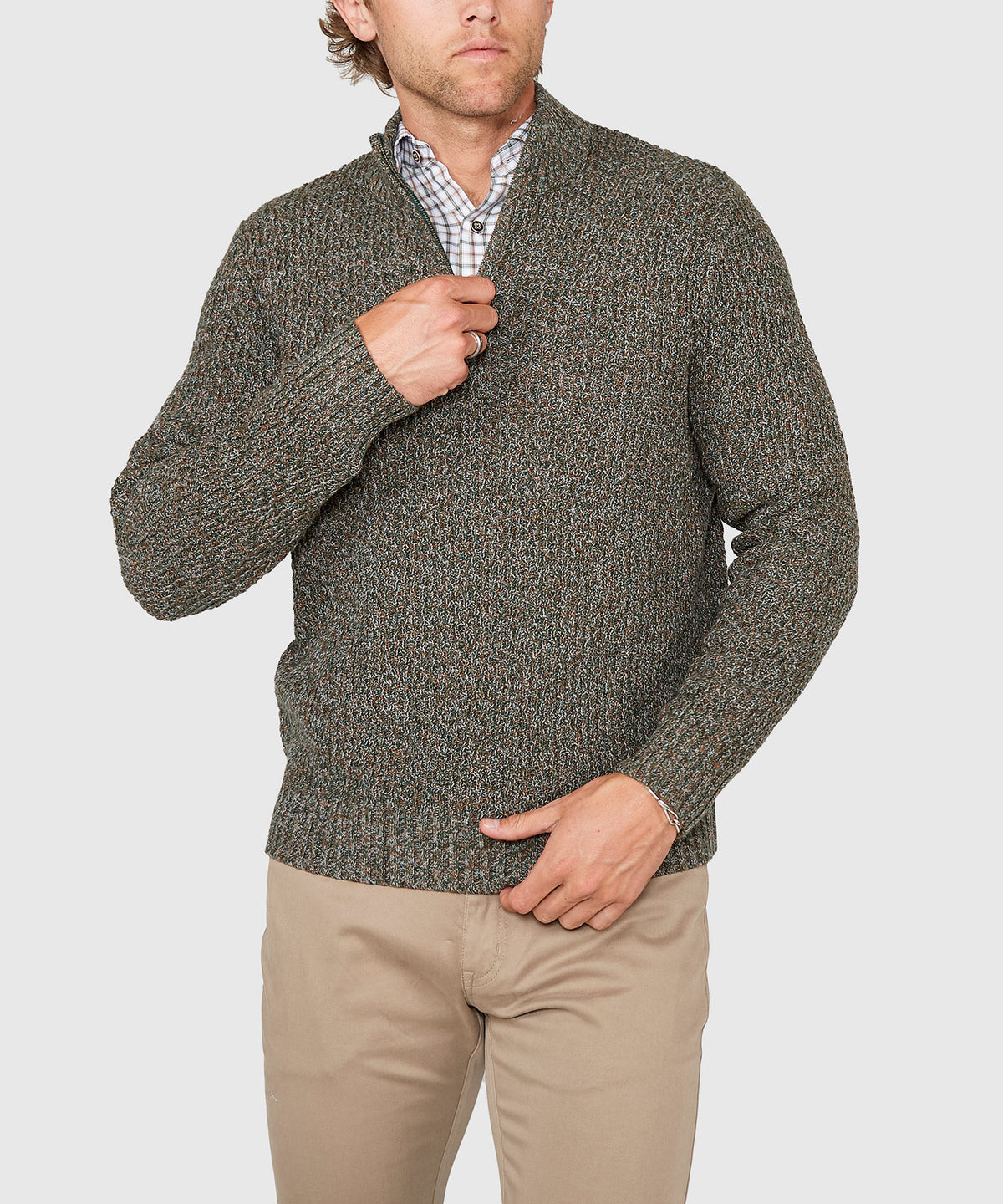 Westport Black Tri-Color Quarter Zip Sweater, Men's Big & Tall