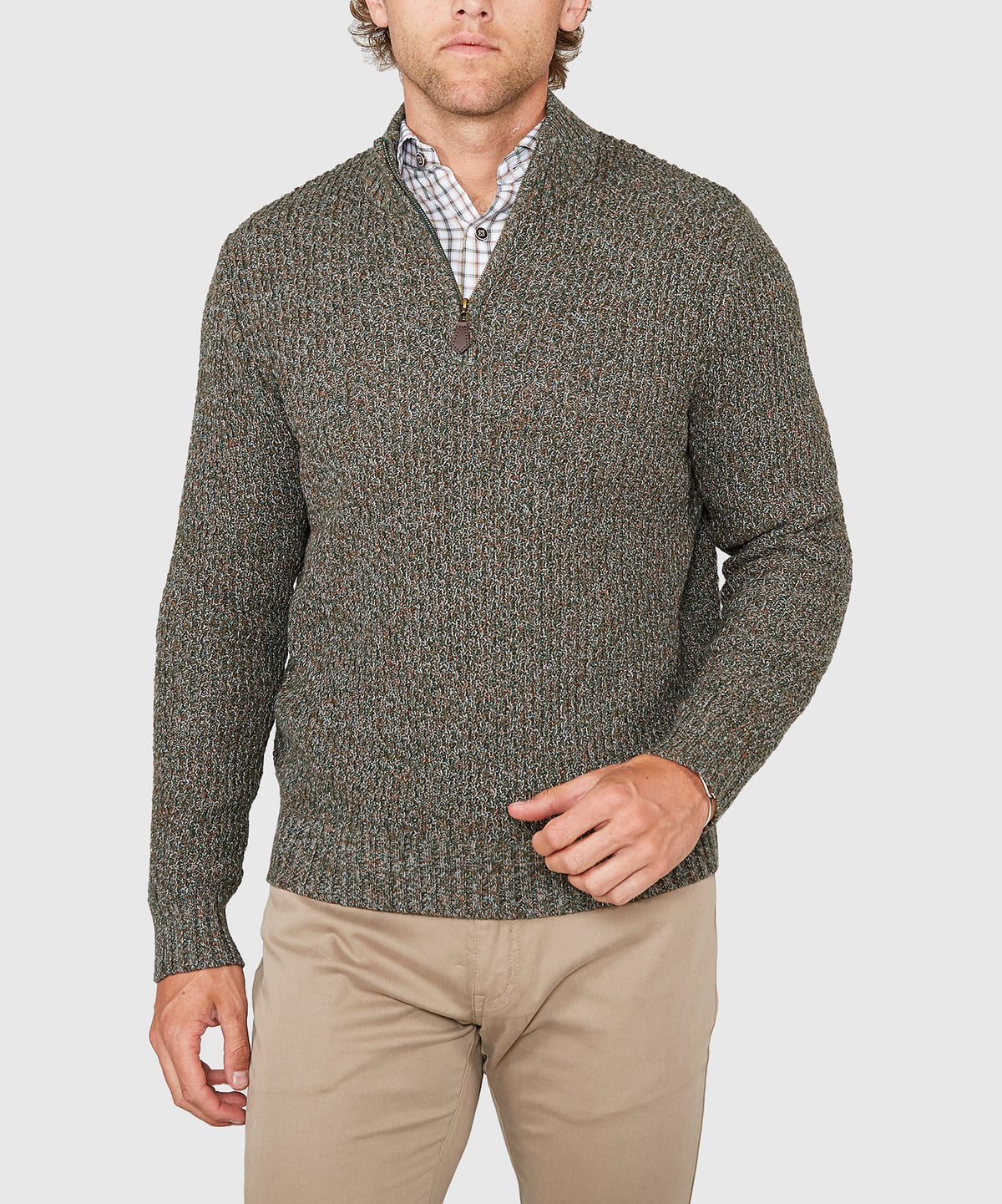 Westport Black Tri-Color Quarter Zip Sweater, Men's Big & Tall