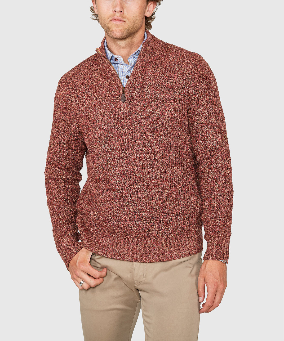 Westport Black Tri-Color Quarter Zip Sweater, Men's Big & Tall