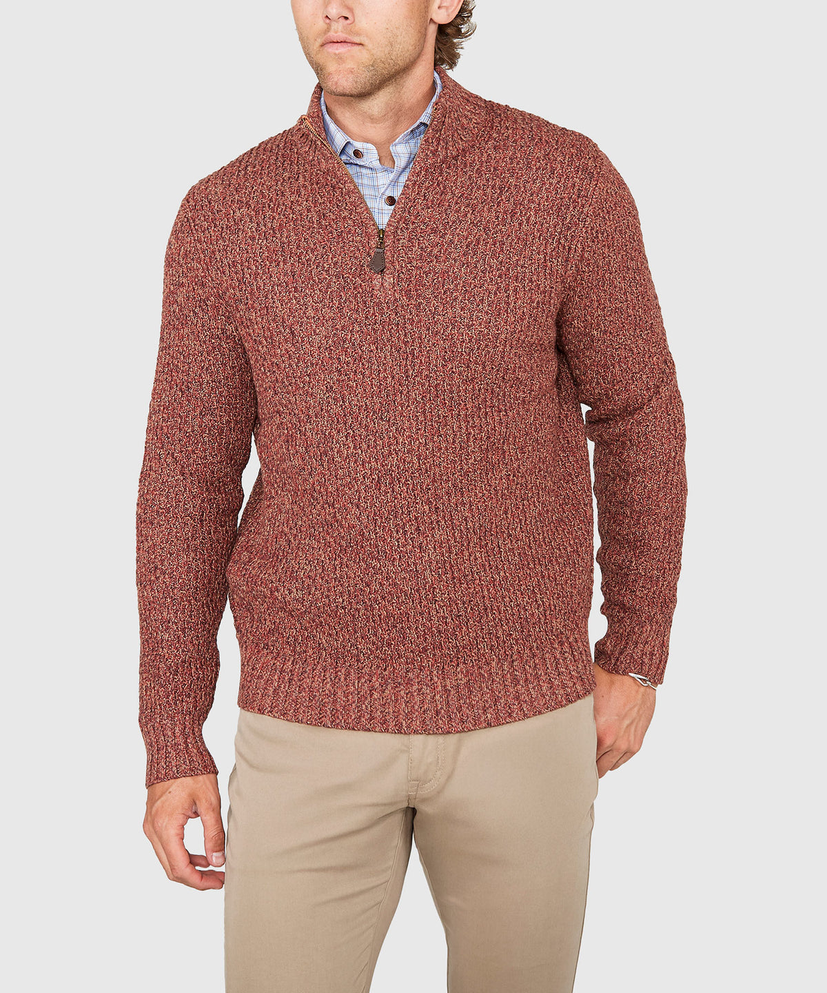 Westport Black Tri-Color Quarter Zip Sweater, Men's Big & Tall