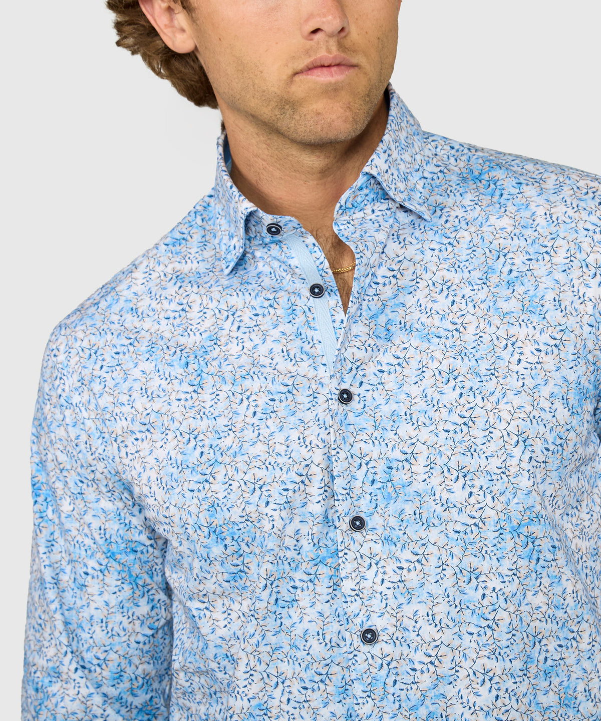 Westport Black Long Sleeve Hidden Button Down Collar Printed Sport Shirt, Men's Big & Tall