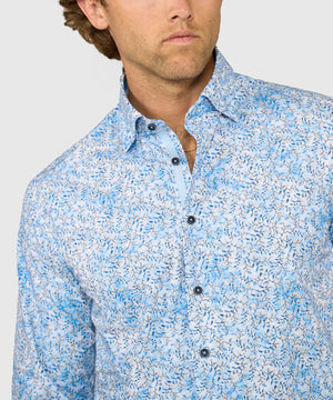 Westport Black Long Sleeve Hidden Button Down Collar Printed Sport Shirt