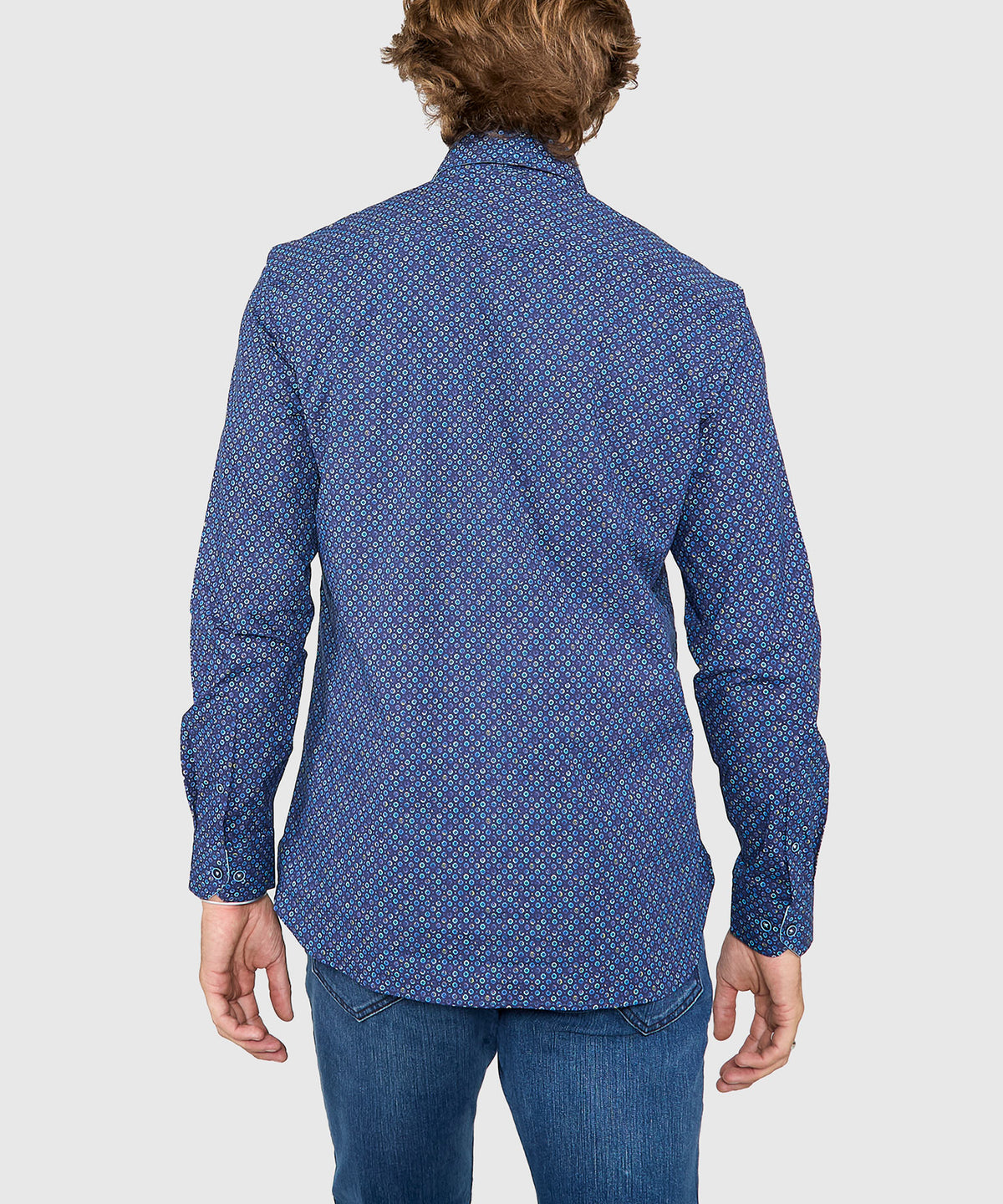 Westport Black Long Sleeve Hidden Button Down Collar Printed Sport Shirt, Men's Big & Tall