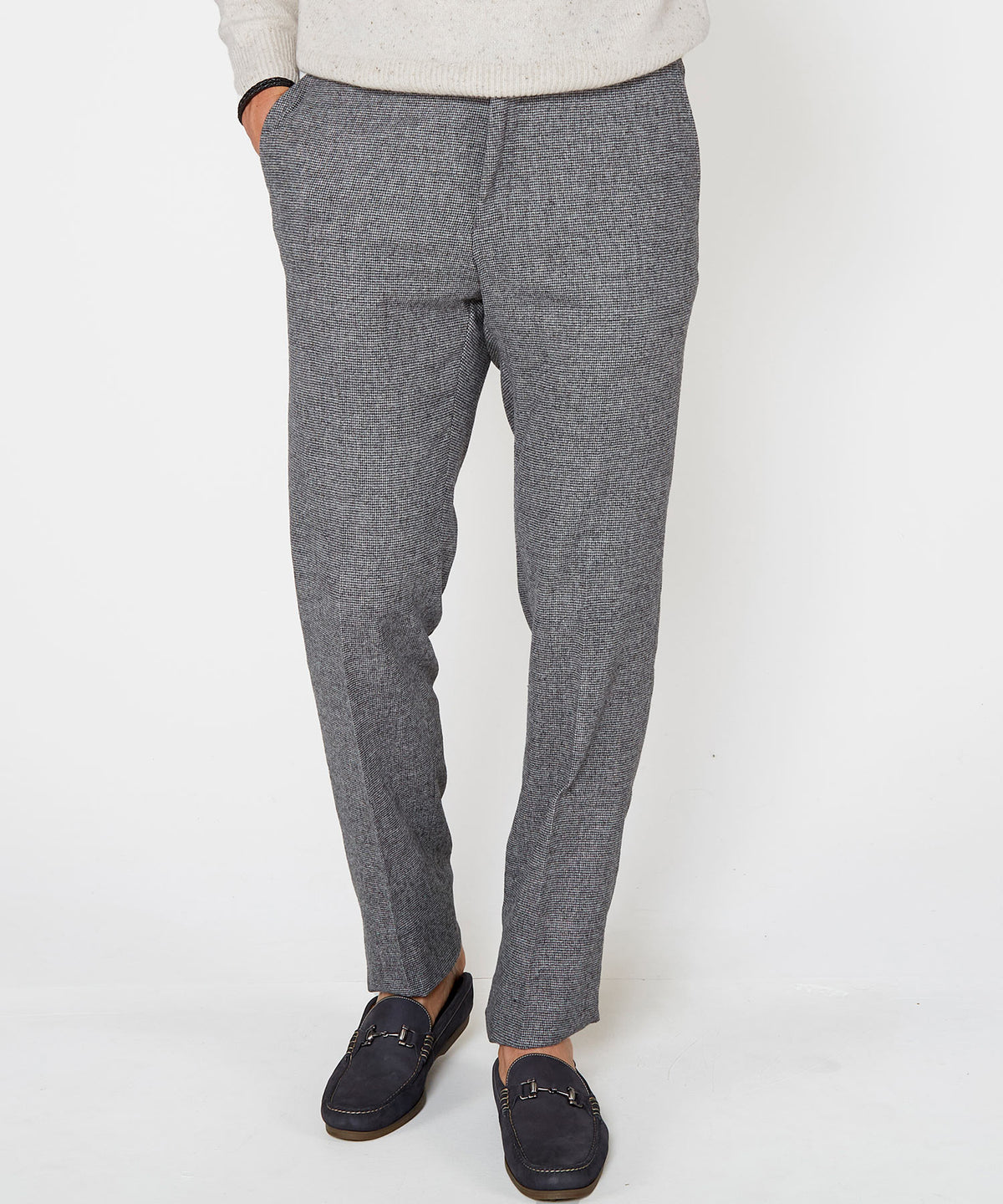Westport Black Flat Front Houndstooth Pant, Men's Big & Tall