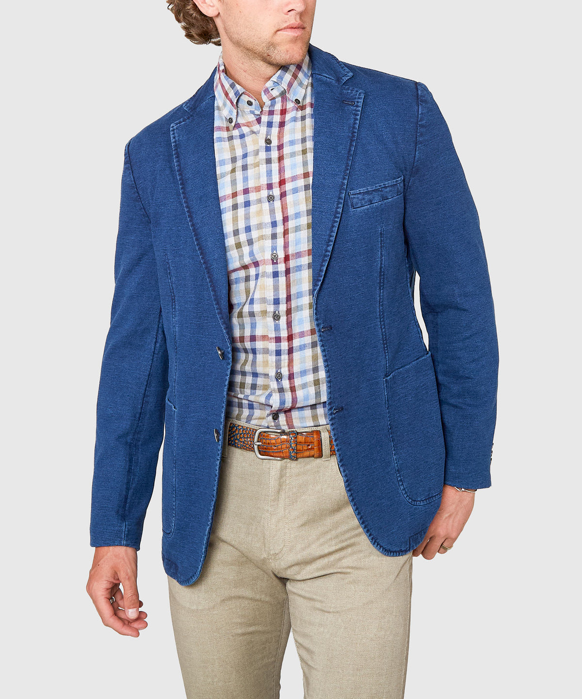 Westport Black Indigo Wash Denim Knit Sport Coat, Men's Big & Tall