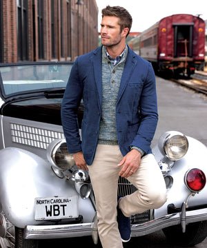 Westport Black Indigo Wash Denim Knit Sport Coat