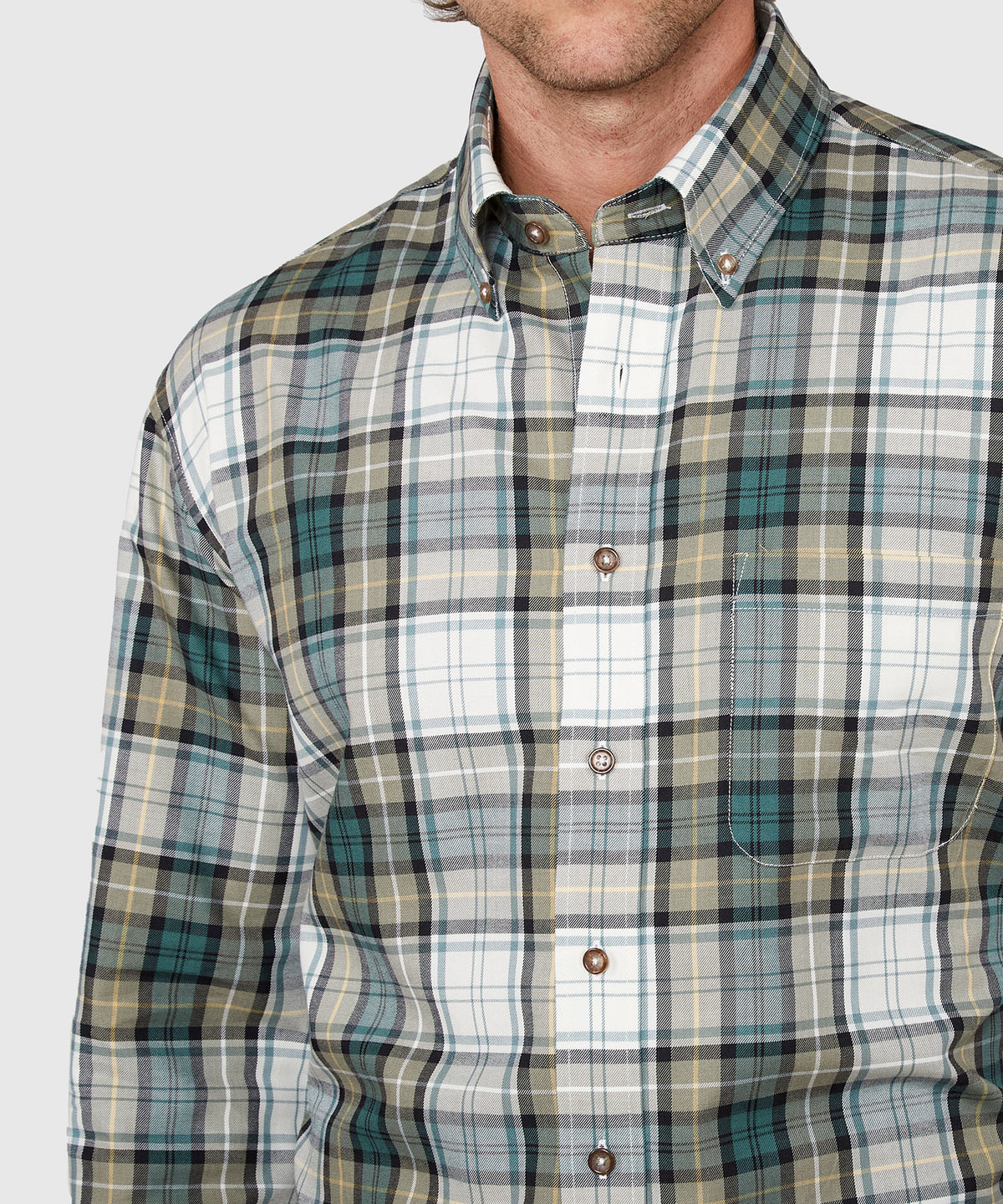 Westport Black Long Sleeve Button Down Collar Cotton Wool Sport Shirt, Men's Big & Tall