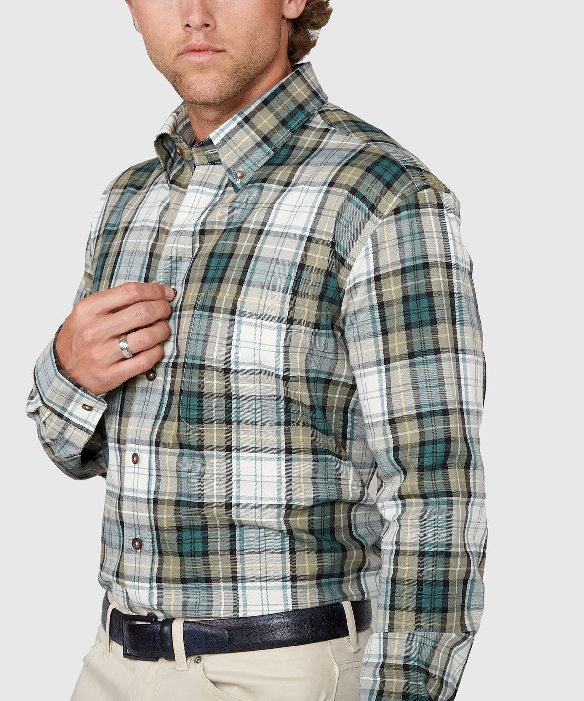 Westport Black Long Sleeve Button Down Collar Cotton Wool Sport Shirt, Men's Big & Tall