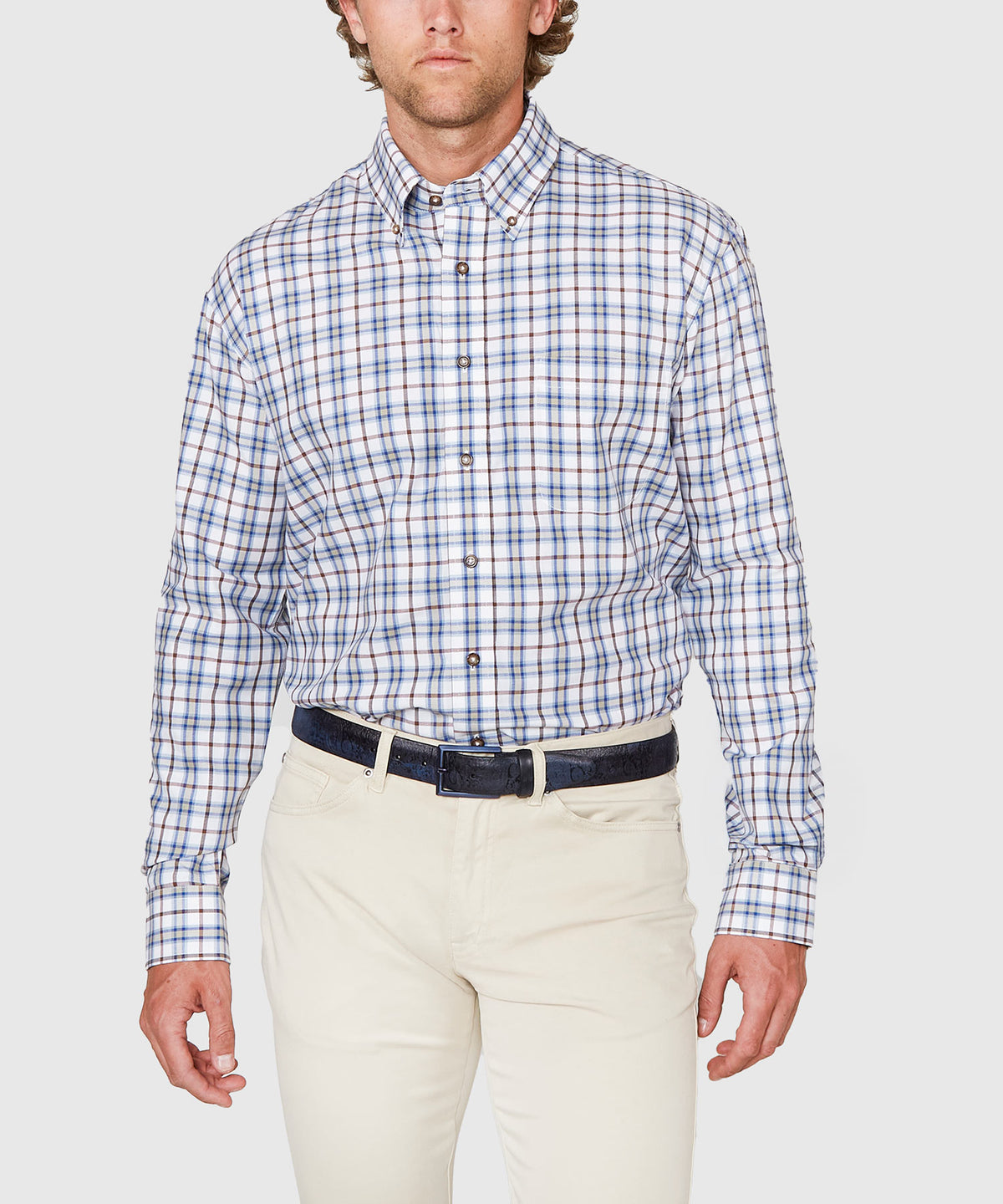 Westport Black Long Sleeve Button Down Collar Cotton Wool Sport Shirt, Men's Big & Tall