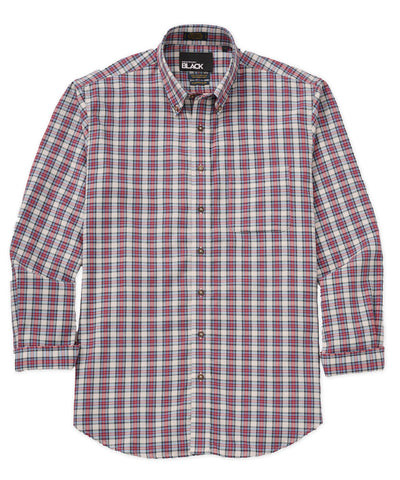 Westport Black Long Sleeve Button Down Collar Cotton Wool Sport Shirt, Men's Big & Tall