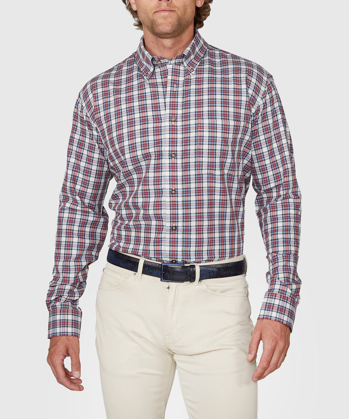 Westport Black Long Sleeve Button Down Collar Cotton Wool Sport Shirt, Men's Big & Tall