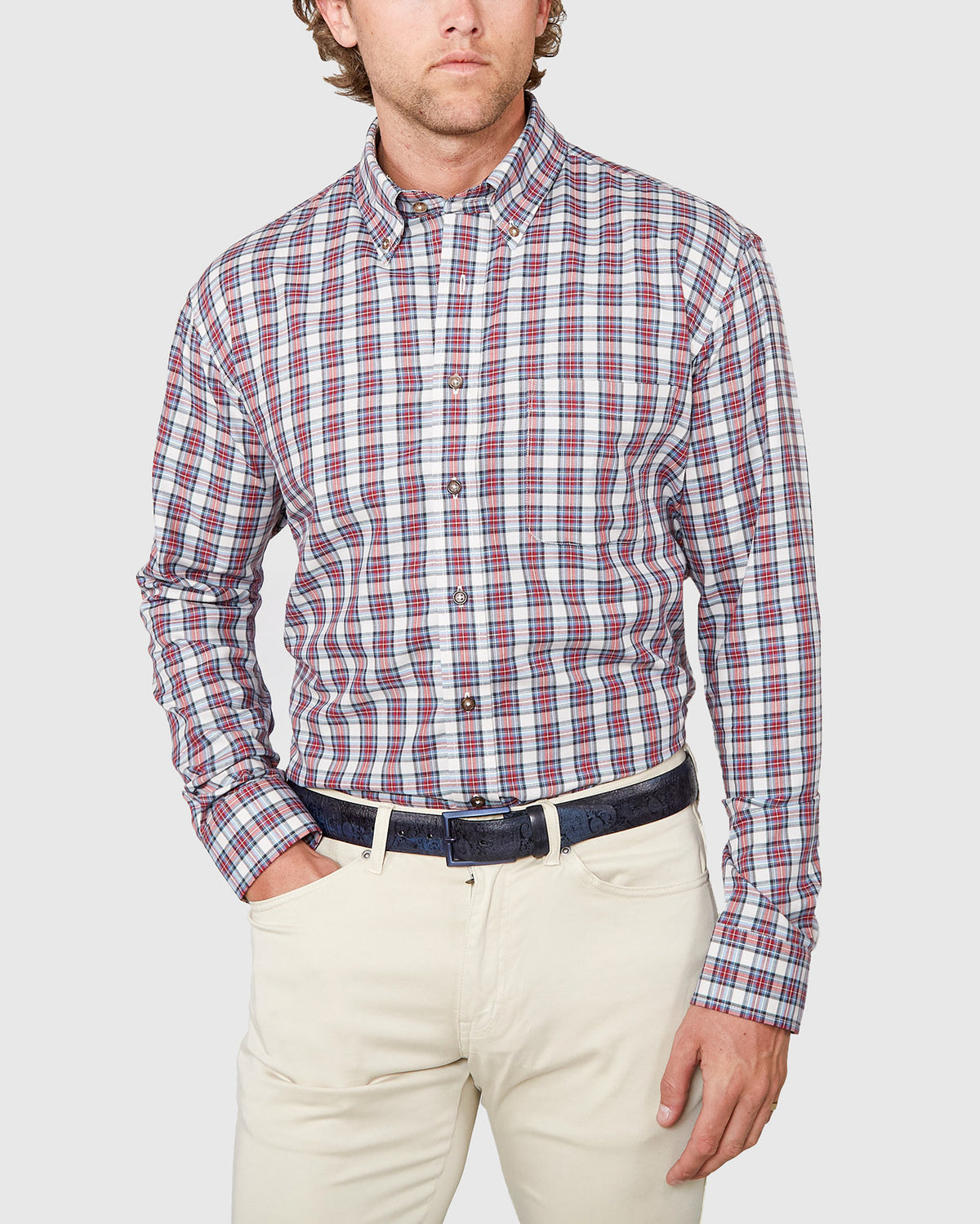 Westport Black Long Sleeve Button Down Collar Cotton Wool Sport Shirt, Men's Big & Tall
