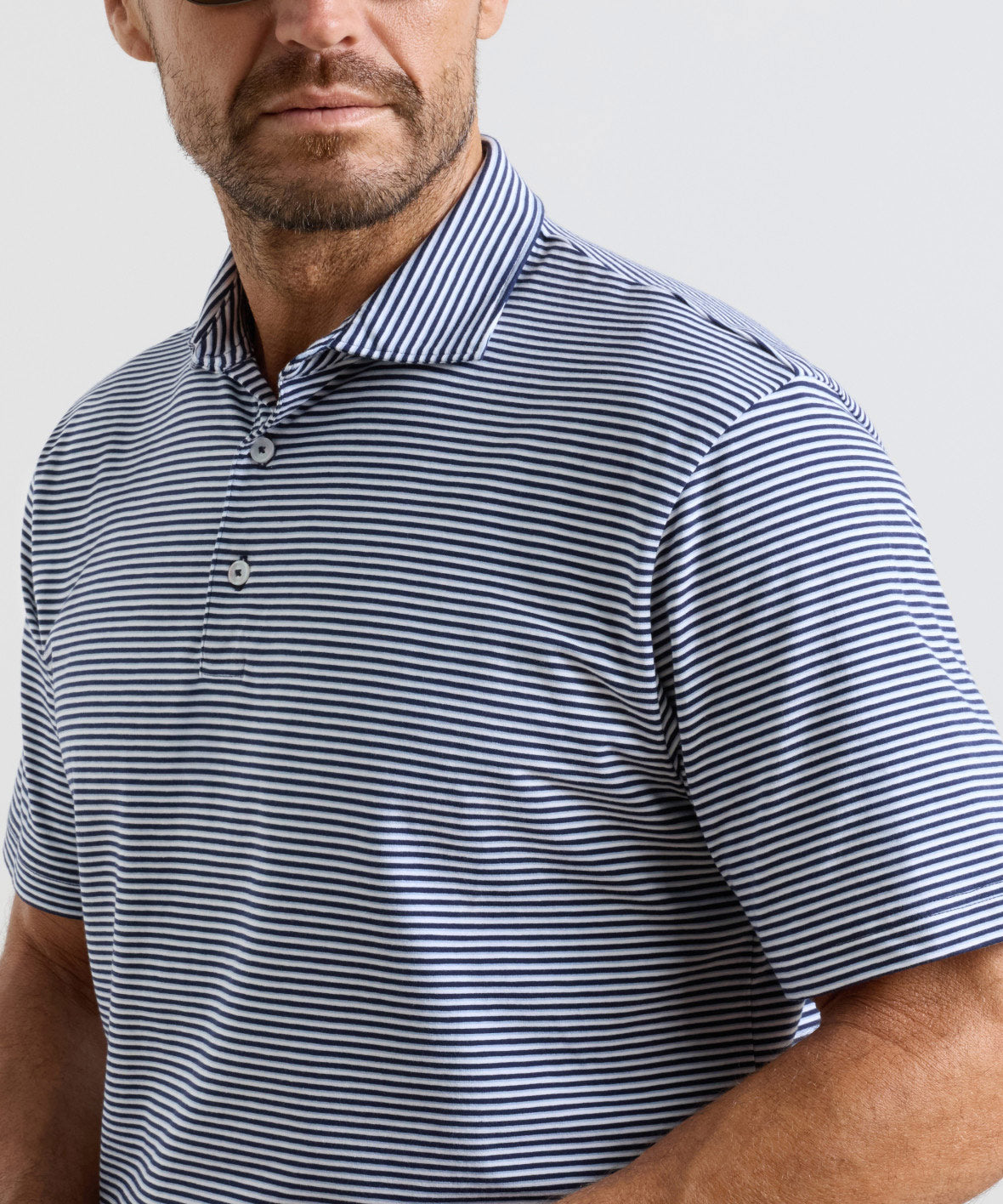 Peter Millar Calvert Stripe Crown Flex Short Sleeve Cotton Polo, Men's Big & Tall