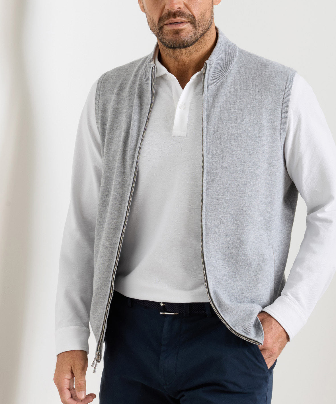 Peter Millar Coolspun Lite Full Zip Sweater Vest, Men's Big & Tall