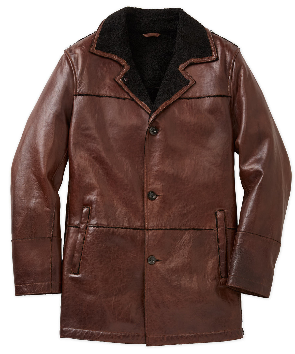 Westport Black Mid-Length Leather Jacket, Men's Big & Tall