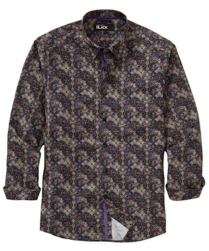 Westport Black Long Sleeve Medallion Print Sport Shirt