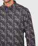 Westport Black Long Sleeve Medallion Print Sport Shirt