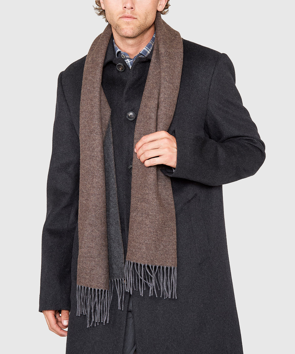 Westport Black Reversible Merino Wool Scarf, Men's Big & Tall