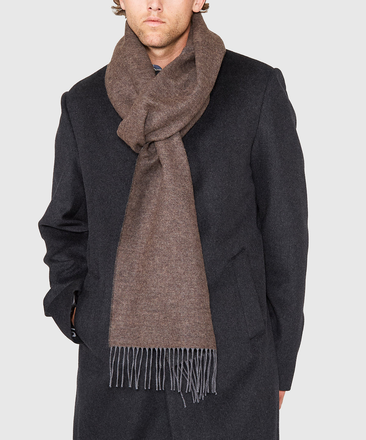Westport Black Reversible Merino Wool Scarf, Men's Big & Tall