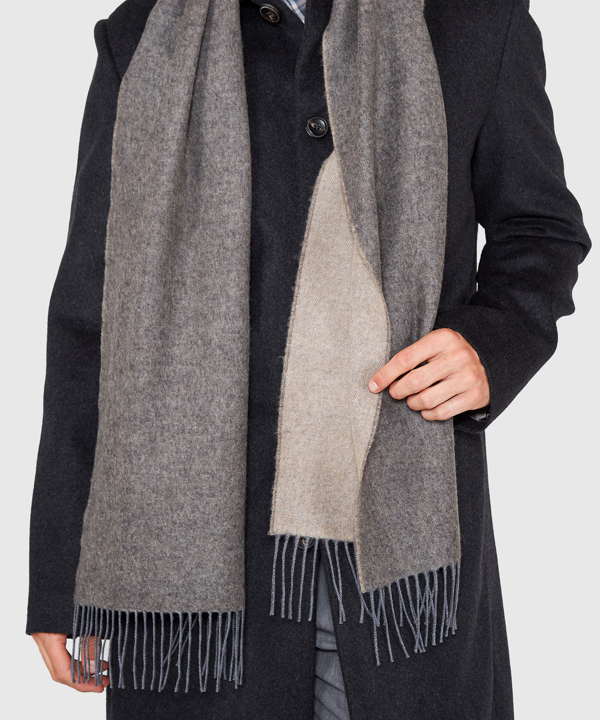 Westport Black Reversible Merino Wool Scarf, Men's Big & Tall