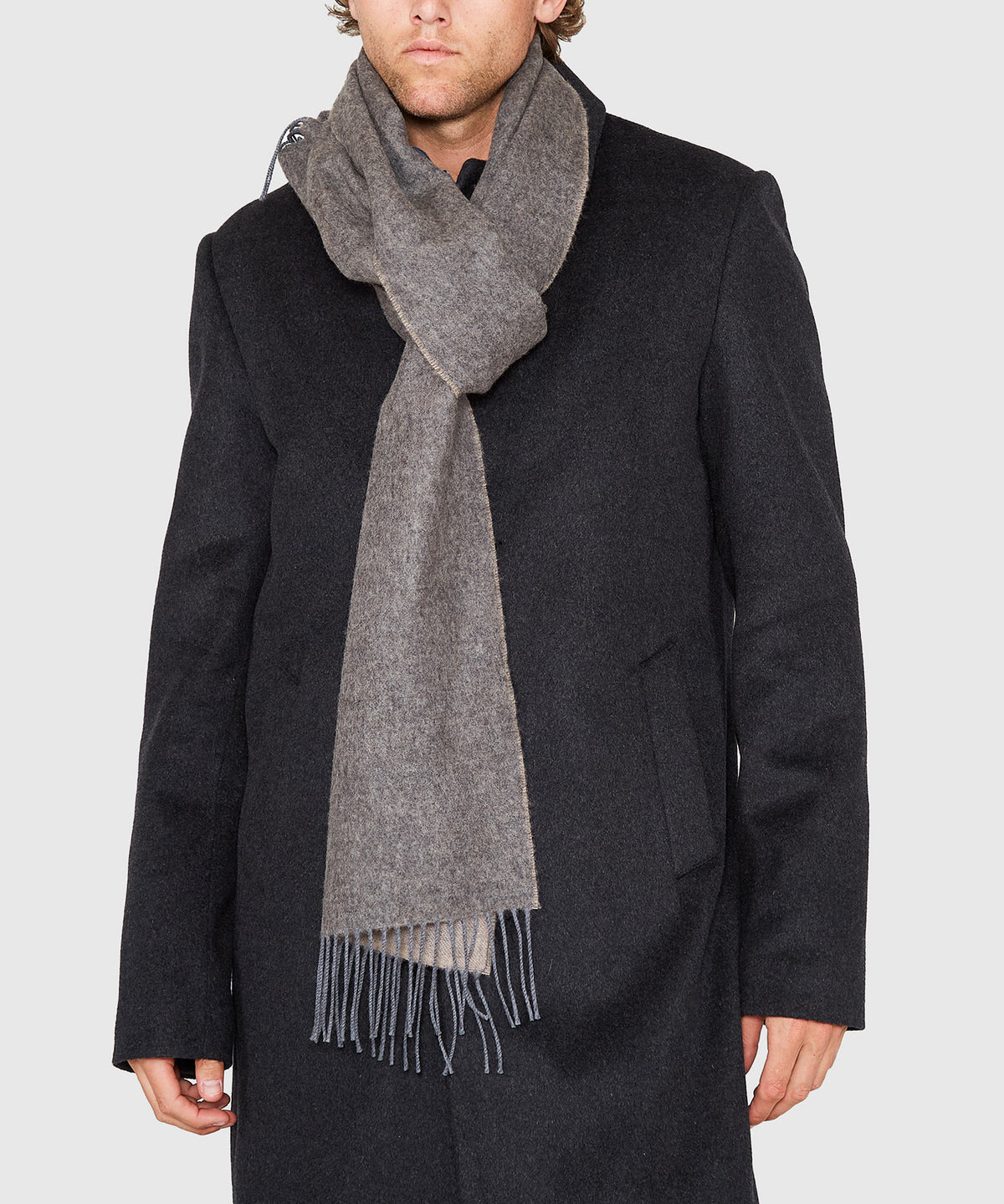 Westport Black Reversible Merino Wool Scarf, Men's Big & Tall