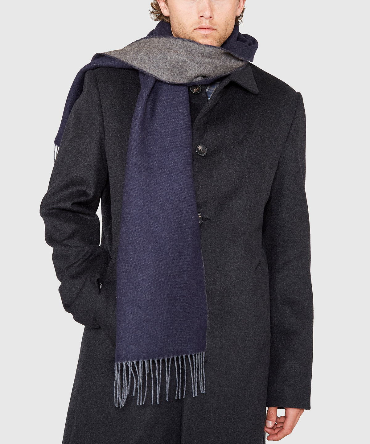 Westport Black Reversible Merino Wool Scarf, Men's Big & Tall