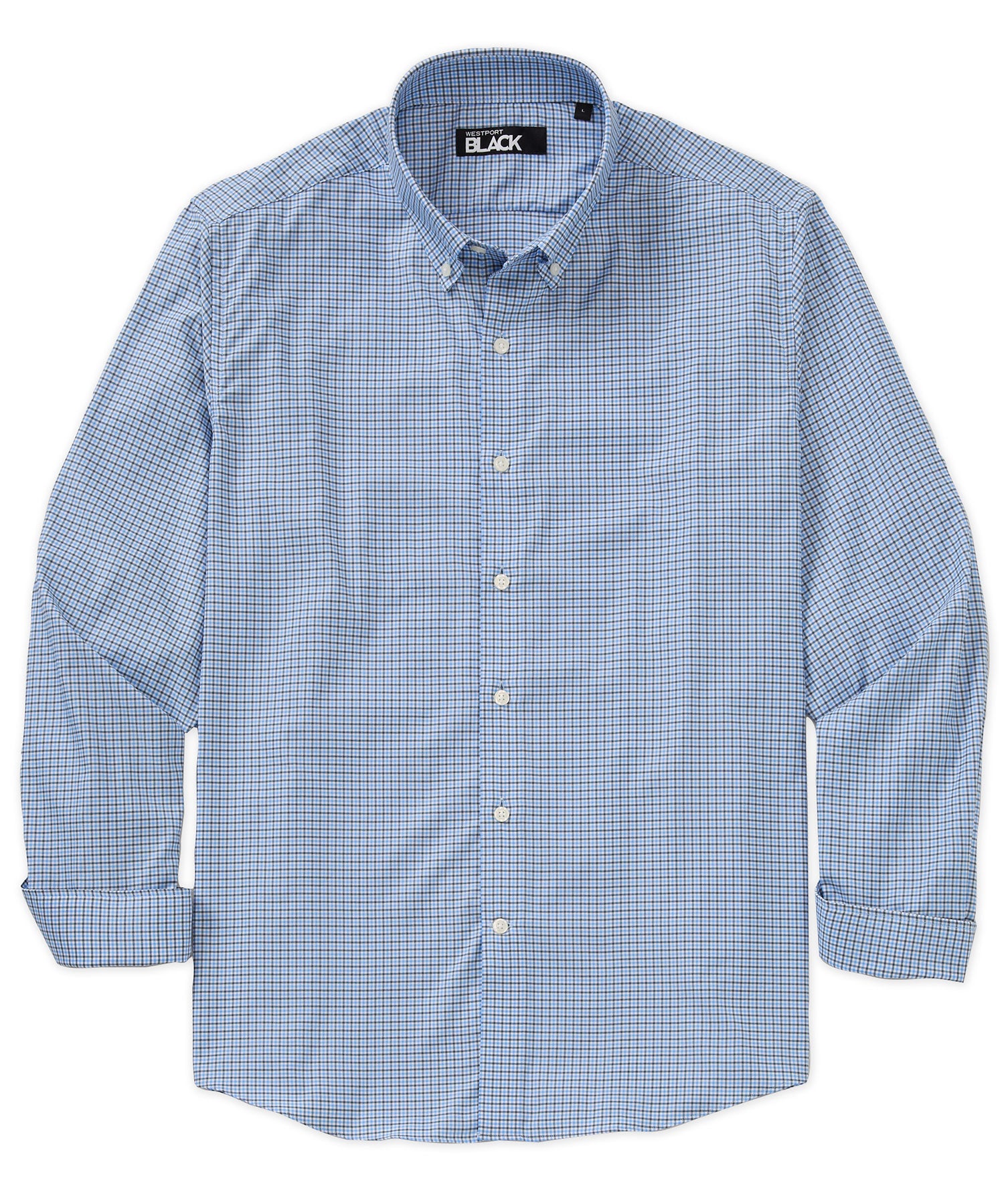 Westport Black Long Sleeve Button Down Performance Tattersall Sport Shirt