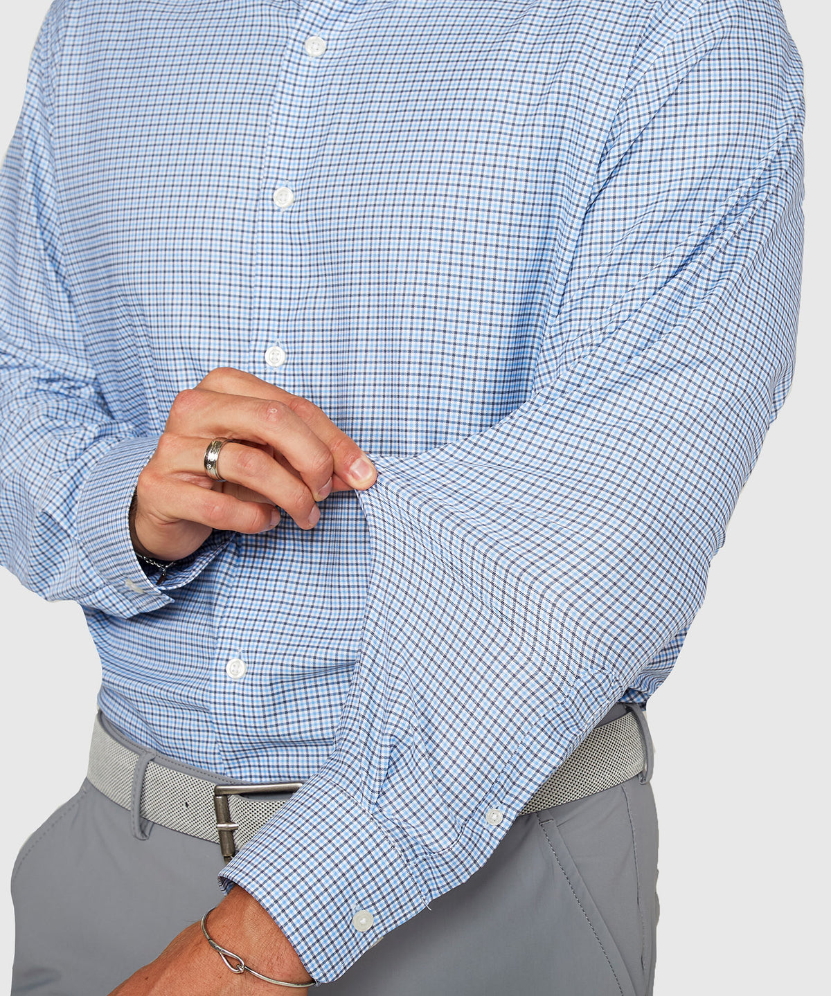 Westport Black Long Sleeve Button Down Performance Tattersall Sport Shirt, Men's Big & Tall
